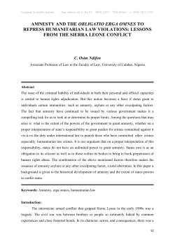 AMNESTY AND THE OBLIGATIO ERGA OMNES TO REPRESS