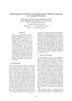 Multi-lingual Translation of Spontaneously Spoken Language in a