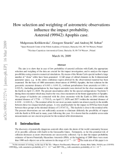 How selection and weighting of astrometric