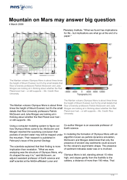 Mountain on Mars may answer big question
