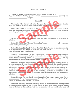 CONTRACT OF SALE THIS CONTRACT OF SALE