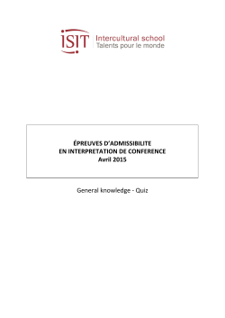 General knowledge - Quiz &Eacute;PREUVES D`ADMISSIBILITE EN