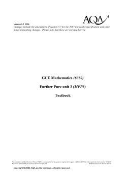 A-level Mathematics Text Book Text book: Further Pure Unit