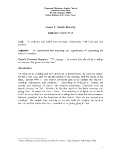 1 Lesson 9: Sustain Worship Scripture: Psalms 95