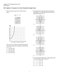 2013 Algebra I Common Core State Standards Sample Items