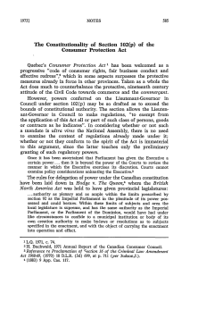 The Constitutionality of Section 102(p) of the Consumer Protection Act