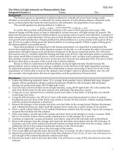 The Effect of Light Intensity on Photosynthetic Rate Integrated
