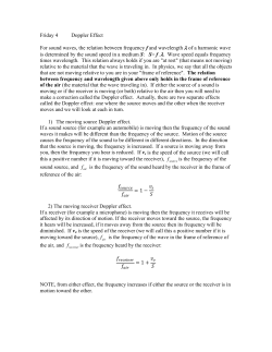 Friday 4 Doppler Effect For sound waves, the relation between