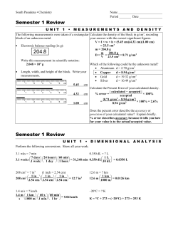Semester 1 Review Semester 1 Review