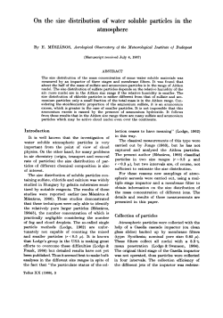 On the size distribution of water soluble particles in the atmosphere