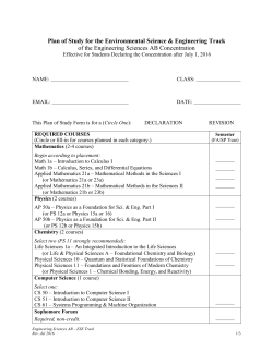 Plan of Study for the Environmental Science