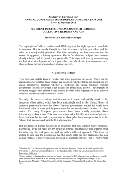 collective redress and adr - Faculty of Law | University of Oxford