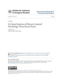 A Critical Analysis of African-Centered Psychology