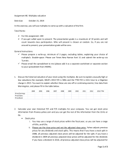 Page 1 of 3 Assignment #6: Multiples valuation Date due: October