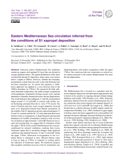 Eastern Mediterranean Sea circulation inferred from the conditions