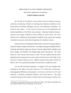 MONO LAKE AT 20: PAST, PRESENT, AND FUTURE Byron Sher