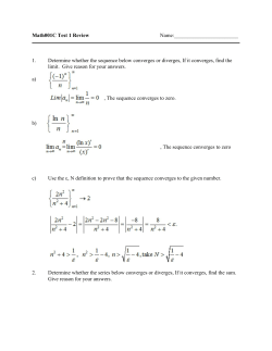 Math001C Test 1 Review Name: 1. Determine whether the