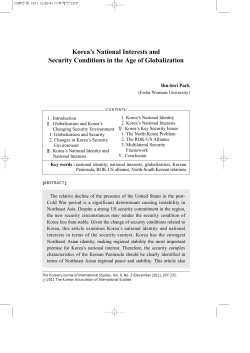 Korea`s National Interests and Security Conditions in the Age of