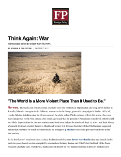 Think Again: War - By Joshua S. Goldstein | Foreign Policy