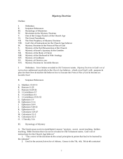 Mystery Doctrine - Wenstrom Bible Ministries