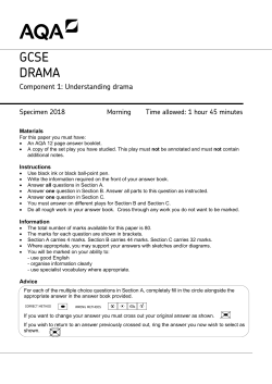 GCSE Drama Specimen question paper Component 1