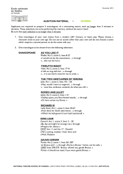AUDITION MATERIAL / WOMEN Applicants are required to prepare