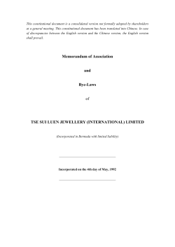 Memorandum of Association and Bye-Laws