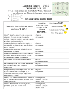 Learning Targets - Unit 3 Chem of Life