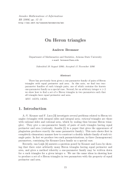 On Heron triangles - RIMS, Kyoto University