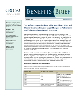 Tax Reform Proposal Advanced by Republican Ways and Means