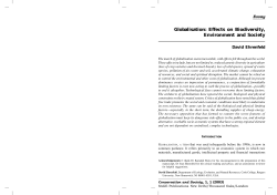 Effects on Biodiversity, Environment and Society
