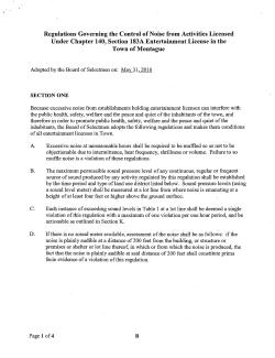 Noise Regulation - Town of Montague