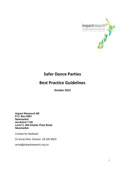Safer Dance Parties Best Practice Guidelines