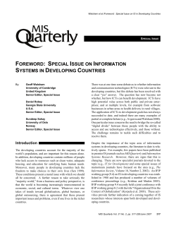 foreword: special issue on information systems in developing