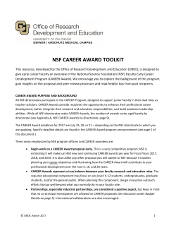 NSF CAREER Award Toolkit - University of Colorado Denver