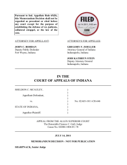 Sheldon C. McAuley v. State of Indiana