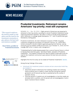 Prudential Investments: Retirement remains Americans` top priority