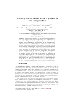J. Novovičov&aacute;, P.Somol and P.Pudil: Oscillating Feature Subset