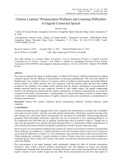 Chinese Learners` Pronunciation Problems and Listening Difficulties