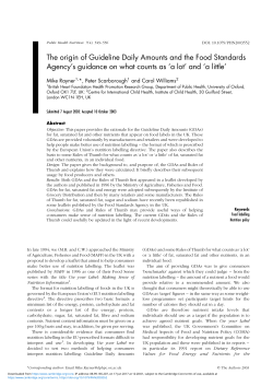 The origin of Guideline Daily Amounts and the Food Standards