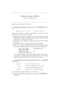 Numerical methods for PDEs 1 2016/17 – problem set n. 5 Practical