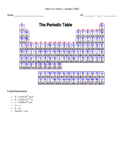 Useful Information &bull; N = 6.02x10 mol &bull; h = 6.626x10 J.s &bull; c = 2.998