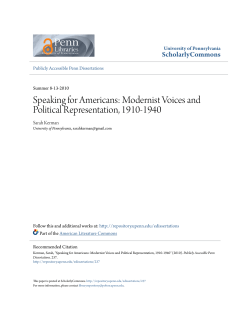 Modernist Voices and Political Representation, 1910-1940