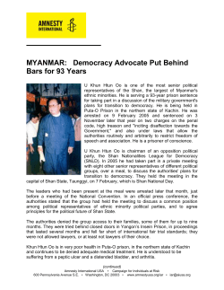 MYANMAR: Democracy Advocate Put Behind Bars for 93 Years
