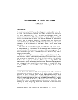 Observations on the Old Prussian Basel Epigram