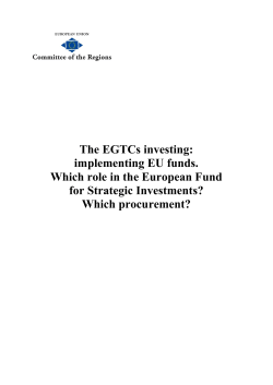 The EGTCs investing - Committee of the Regions
