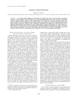 Genomics of Basal Metazoans1