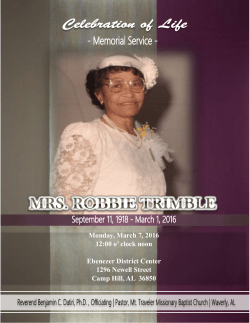 Monday, March 7, 2016 12:00 o` clock noon Ebenezer District