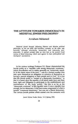 the attitude towards democracy in medieval jewish philosophy