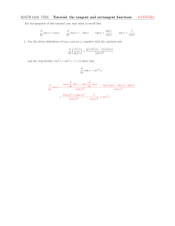 MATH 1310: CSM Tutorial: the tangent and arctangent functions